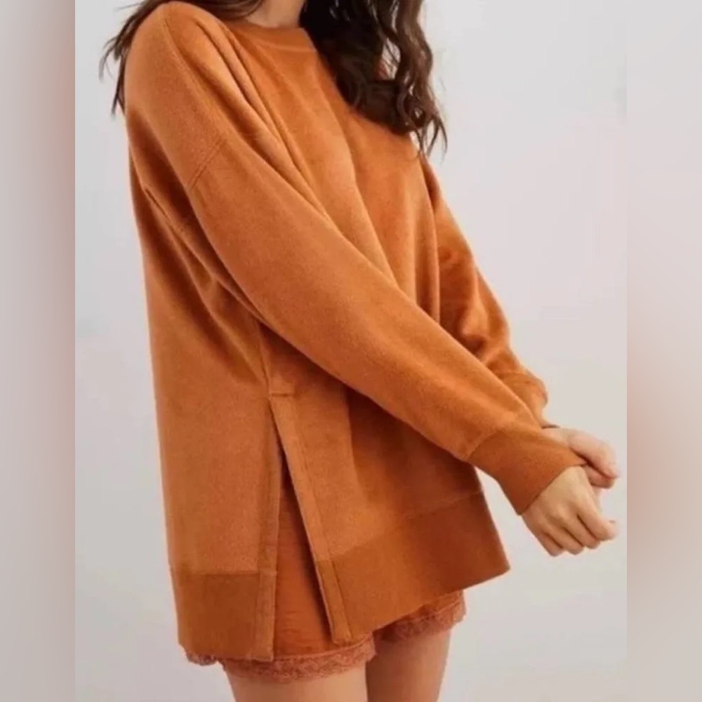 Aerie Rust Brown Oversized Coziest Desert Fuzzy Sweatshirt